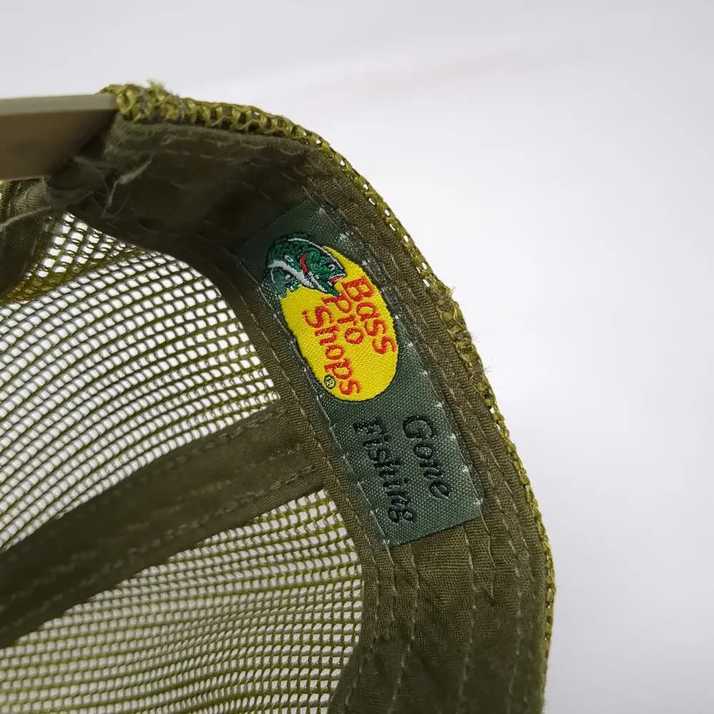 Bass Pro Shops Trucker Hat Green One Size Mesh Back Snapback Fish Patch Logo